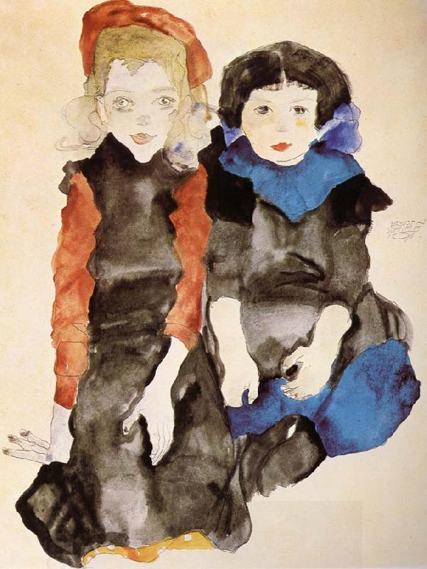 Egon Schiele Two Little Girls oil painting picture